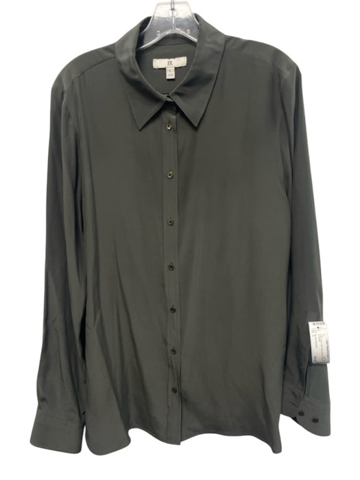 Banana Republic Size L Dark Green Silk Long Sleeve Button Up Top Dark Green / L