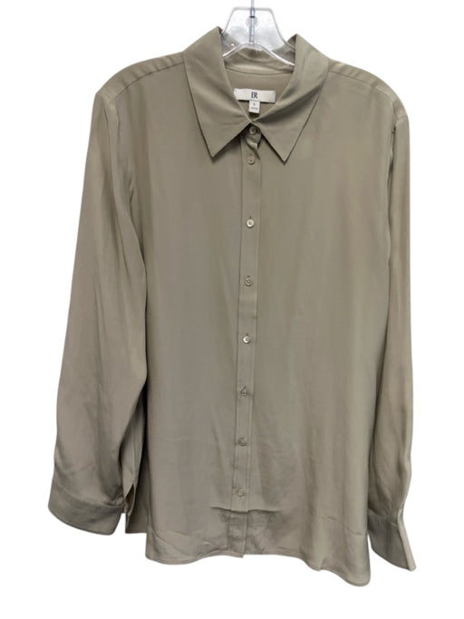 Banana Republic Size L Tan Silk Long Sleeve Button Up Top Tan / L
