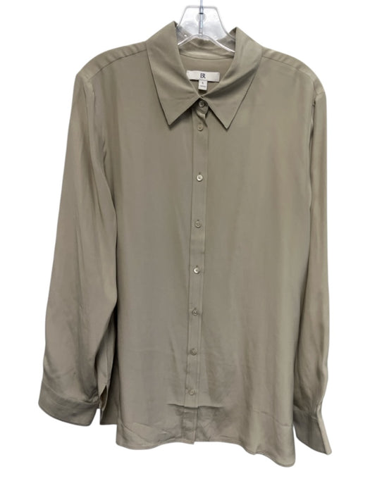 Banana Republic Size L Tan Silk Long Sleeve Button Up Top Tan / L