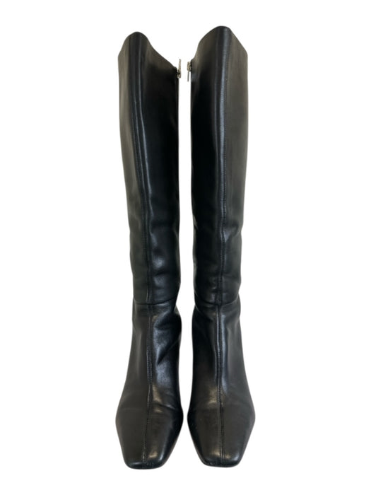 Dolce Vita Shoe Size 10 Black Leather Square Toe Midi Heel Knee High Boots Black / 10
