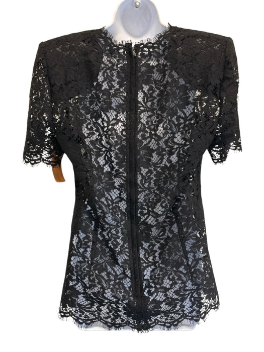 Dolce & Gabbana Size Est L Black Cotton Blend Short Sleeve Floral Lace Skirt Set Black / Est L