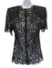 Dolce & Gabbana Size Est L Black Cotton Blend Short Sleeve Floral Lace Skirt Set Black / Est L