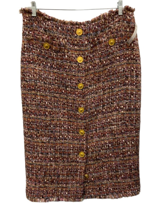 L'agence Size 10 Purple & Multi Polyester Jacket Midi Skirt Buttons Skirt Set Purple & Multi / 10