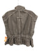 Zara Size L Taupe Gray Cotton Denim Zip & Snaps Mock Neck Scrunch Waist Vest Taupe Gray / L