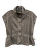 Zara Size L Taupe Gray Cotton Denim Zip & Snaps Mock Neck Scrunch Waist Vest Taupe Gray / L