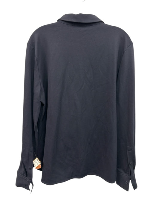 COS Size XL Navy Blue Viscose & Polyamide Long Sleeve Buttons Collar Top Navy Blue / XL