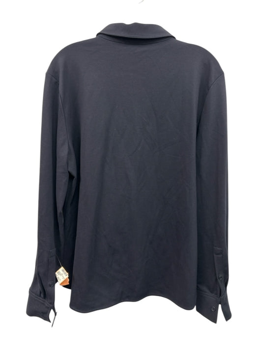 COS Size XL Navy Blue Viscose & Polyamide Long Sleeve Buttons Collar Top Navy Blue / XL