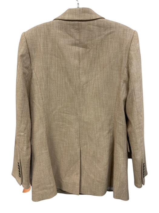 Veronica Beard Size 10 Beige & White Cotton & Viscose Tweed Flap Pockets Jacket Beige & White / 10