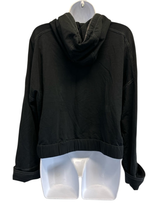 Brunello Cucinelli Size S Black Cotton & Elastane Contrast Stitch Hoodie Jacket Black / S
