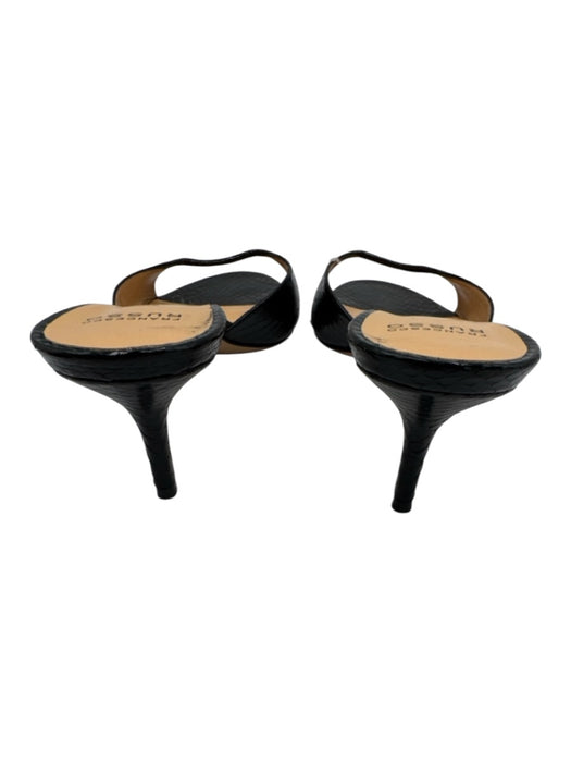 Francesco Russo Shoe Size 41 Black Embossed Leather Peep Toe Slip On Mules Black / 41
