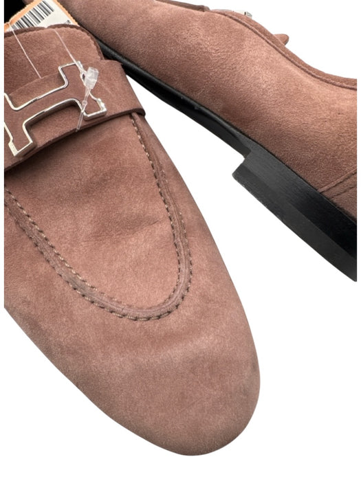 Hermes Shoe Size 41 Dusty Pink Suede Silver Hardware Logo Slip On Loafers Dusty Pink / 41