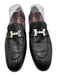 Hermes Shoe Size 41 Black Leather Silver Logo Slip On Dress Loafers Black / 41
