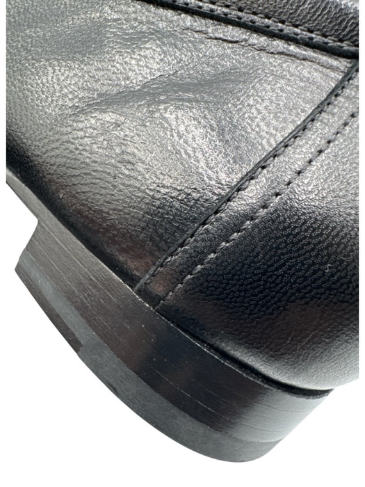 Hermes Shoe Size 41 Black Leather Silver Logo Slip On Dress Loafers Black / 41
