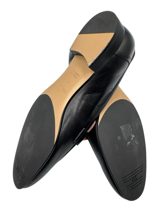 Hermes Shoe Size 41 Black Leather Silver Logo Slip On Dress Loafers Black / 41