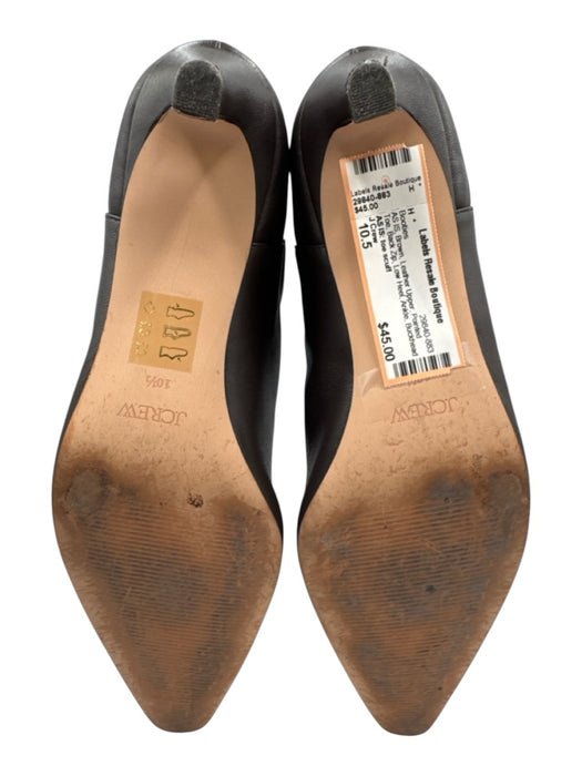 J Crew Shoe Size 10.5 Brown Leather Pointed Toe Back Zip Kitten Heel Booties Brown / 10.5