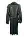 Zara Size L Dark Gray Green Leather Shiny Trench Flap Pockets Belted Coat Dark Gray Green / L