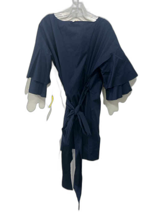 Wayf Size M Navy Wrap Flounce Hem Tiered Tie Waist Dress Navy / M
