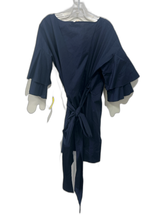 Wayf Size M Navy Wrap Flounce Hem Tiered Tie Waist Dress Navy / M