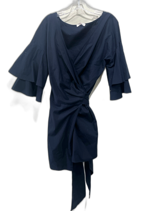 Wayf Size M Navy Wrap Flounce Hem Tiered Tie Waist Dress Navy / M