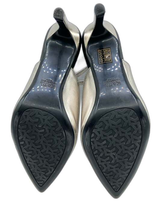 Karl Lagerfeld Shoe Size 7.5 Silver Synthetic Leather Pointed Toe Stiletto Pumps Silver / 7.5