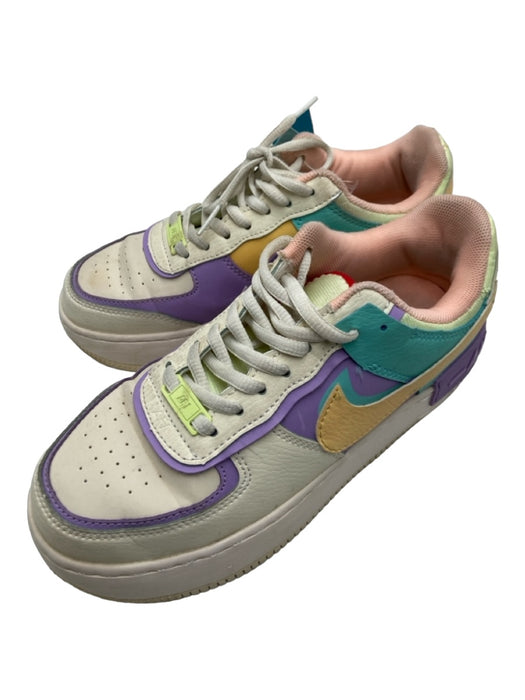 Nike Shoe Size 6.5 Cream, Purple, Multi Leather Lace Up Low Top Pastels Sneakers Cream, Purple, Multi / 6.5