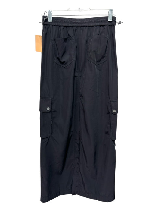 MNG Size 2 Black Polyester Satin drawcord waist Back Slit Cargo Skirt Black / 2
