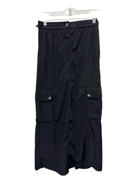 MNG Size 2 Black Polyester Satin drawcord waist Back Slit Cargo Skirt Black / 2