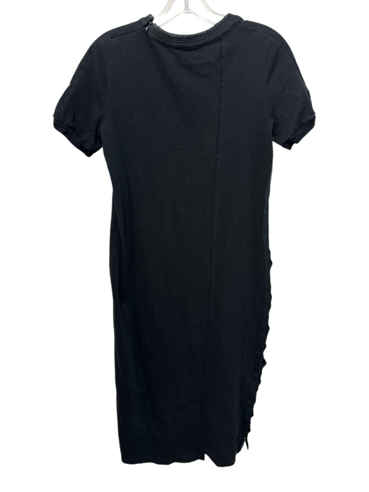 3.1 Phillip Lim Size S Black Cotton Side Button Short Sleeve Seam Detail Dress Black / S