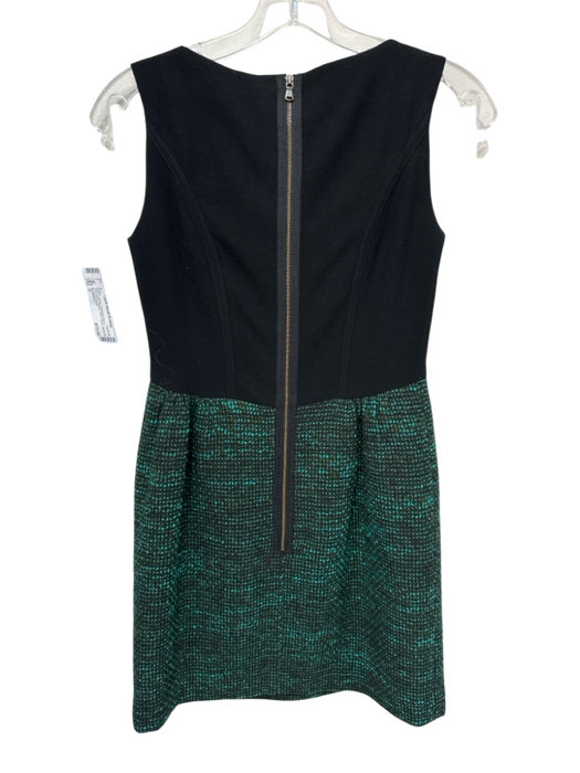 Shoshanna Size 0 Black & Green Polyester Blend Sleeveless Tweed Back Zip Dress Black & Green / 0