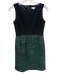 Shoshanna Size 0 Black & Green Polyester Blend Sleeveless Tweed Back Zip Dress Black & Green / 0