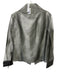 Pauw Size 3 Gray Green Silk Long Sleeve Button Front Sheer Collar Top Gray Green / 3