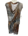 Helmut Lang Size Medium Brown & Gray Modal Long Sleeve Abstract Print Dress Brown & Gray / Medium