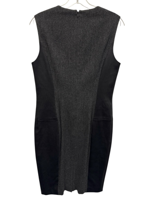 Ralph Lauren Size 10 Gray & Black Wool & leather Sleeveless Fabic Block Dress Gray & Black / 10
