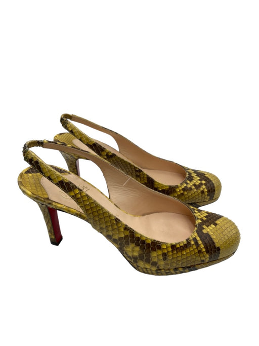 Christian Louboutin Shoe Size 37 Yellow & Brown Python Leather Snake Print Pumps Yellow & Brown / 37