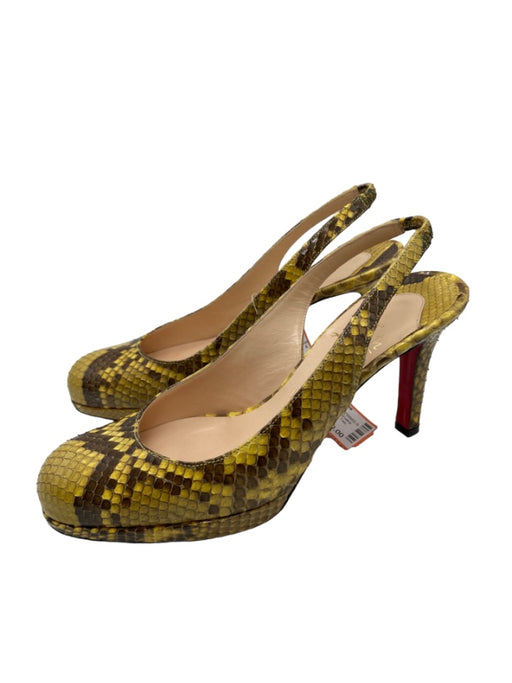 Christian Louboutin Shoe Size 37 Yellow & Brown Python Leather Snake Print Pumps Yellow & Brown / 37