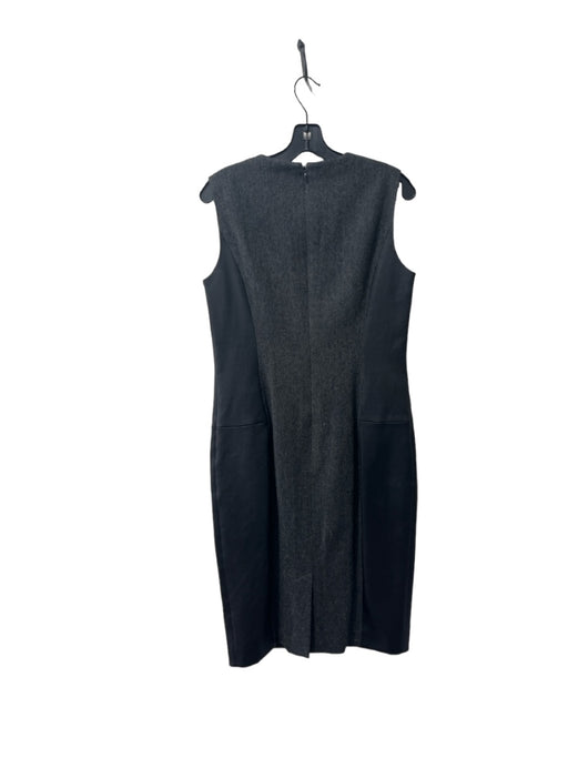 Ralph Lauren Size 10 Gray & Black Wool & leather Herringbone Paneled Dress Gray & Black / 10