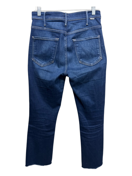 Mother Size 27 Dark Wash Cotton Blend Whiskering Raw Hem High Rise Flare Jeans Dark Wash / 27