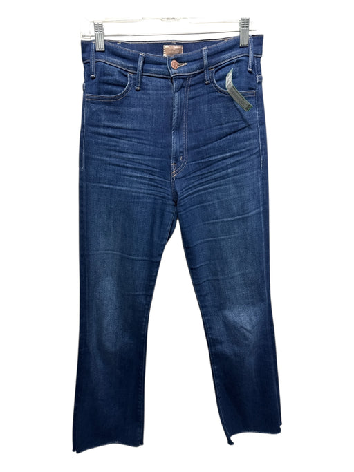 Mother Size 27 Dark Wash Cotton Blend Whiskering Raw Hem High Rise Flare Jeans Dark Wash / 27