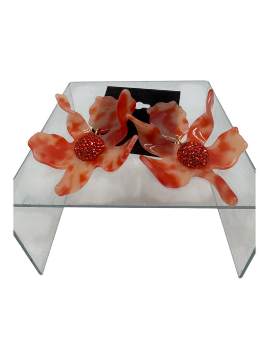 Lele Sadoughi Orange 14K Gold Plated Pave Crystal Flower Post Back Earrings Orange