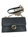 Gucci Black Calf Leather Gold hardware Flap Snap Button Card Holder Bag Black / Small