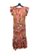 Never Fully Dressed Size 2 Orange & Multi Polyester Ruffle Sleeves marbled Dress Orange & Multi / 2