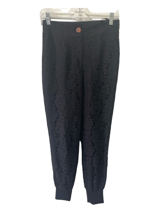 Ted Baker Size 1/S Black Cotton Blend Floral Lace Jogger High Rise Pants Black / 1/S