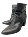 Frye Shoe Size 7.5 Dark Gray Leather Ankle Stacked Heel Pointed Toe Booties Dark Gray / 7.5