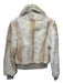 Dino Ricco Size Small Cream & Tan Rabbit Fur Long Sleeve Ombre Zip Front Jacket Cream & Tan / Small