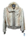 Dino Ricco Size Small Cream & Tan Rabbit Fur Long Sleeve Ombre Zip Front Jacket Cream & Tan / Small