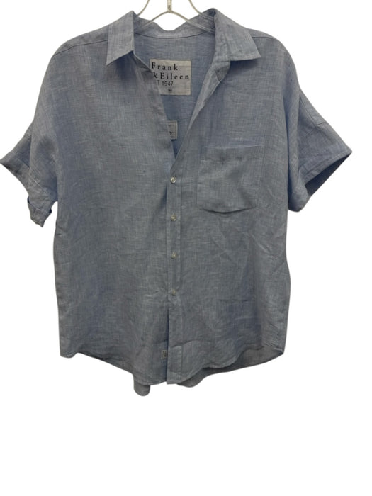 Frank & Eileen Size XS Light Blue Linen Button Down Cuffed short sleeve Top Light Blue / XS
