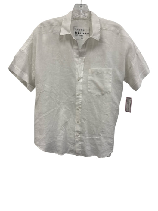 Frank & Eileen Size XS White Linen Button Down Cuffed short sleeve Top White / XS