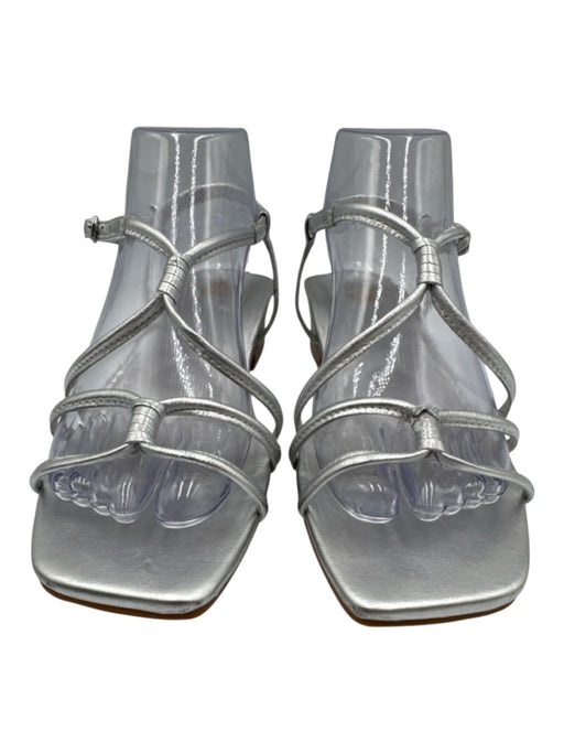 Bared Footwear Shoe Size 38 Silver Leather Buckle Strappy Sandals Silver / 38