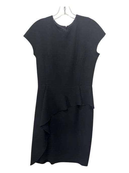 Rickie Freeman for Teri Jon Size 8 Black Drop Cap Sleeve Layered Detail Dress Black / 8