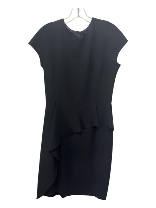 Rickie Freeman for Teri Jon Size 8 Black Drop Cap Sleeve Layered Detail Dress Black / 8